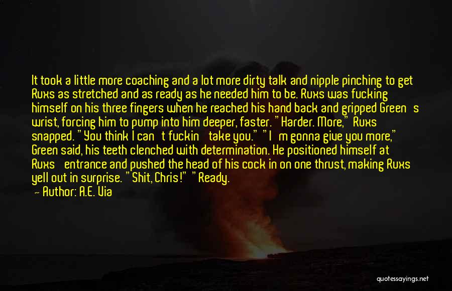 A.E. Via Quotes: It Took A Little More Coaching And A Lot More Dirty Talk And Nipple Pinching To Get Ruxs As Stretched