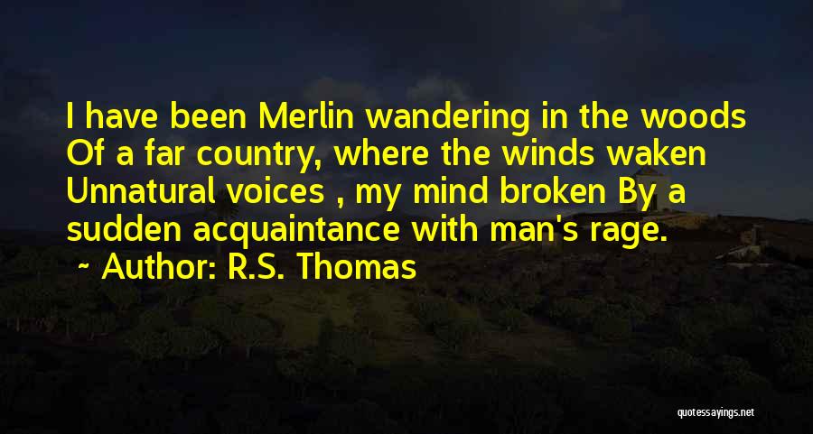 R.S. Thomas Quotes: I Have Been Merlin Wandering In The Woods Of A Far Country, Where The Winds Waken Unnatural Voices , My