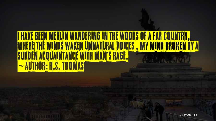 R.S. Thomas Quotes: I Have Been Merlin Wandering In The Woods Of A Far Country, Where The Winds Waken Unnatural Voices , My