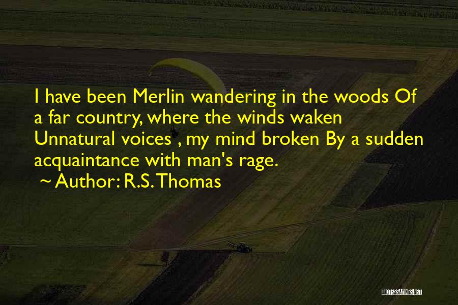 R.S. Thomas Quotes: I Have Been Merlin Wandering In The Woods Of A Far Country, Where The Winds Waken Unnatural Voices , My