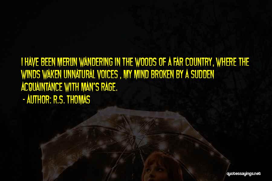 R.S. Thomas Quotes: I Have Been Merlin Wandering In The Woods Of A Far Country, Where The Winds Waken Unnatural Voices , My