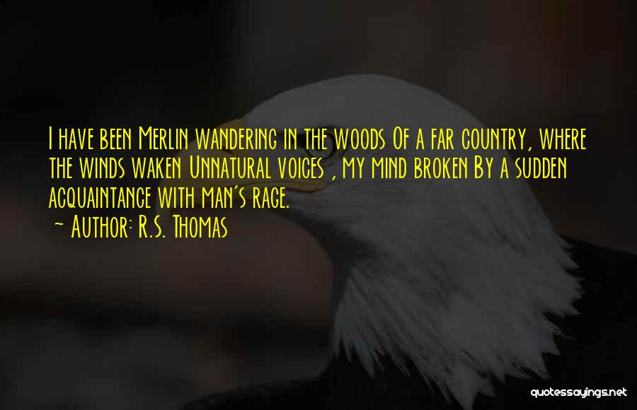 R.S. Thomas Quotes: I Have Been Merlin Wandering In The Woods Of A Far Country, Where The Winds Waken Unnatural Voices , My