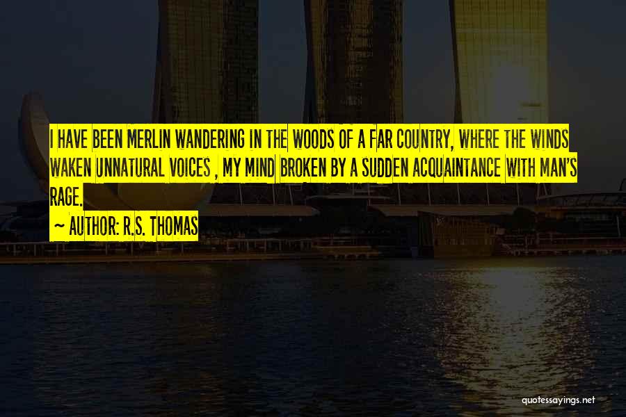 R.S. Thomas Quotes: I Have Been Merlin Wandering In The Woods Of A Far Country, Where The Winds Waken Unnatural Voices , My
