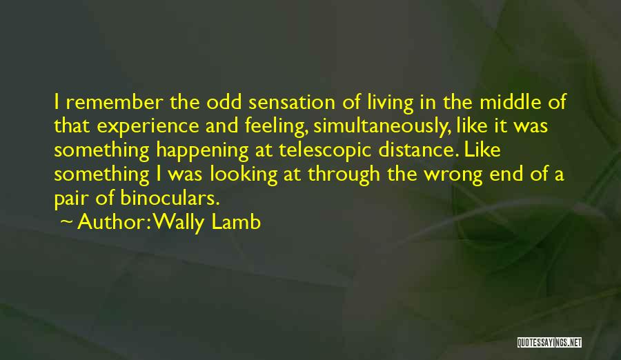 Wally Lamb Quotes: I Remember The Odd Sensation Of Living In The Middle Of That Experience And Feeling, Simultaneously, Like It Was Something