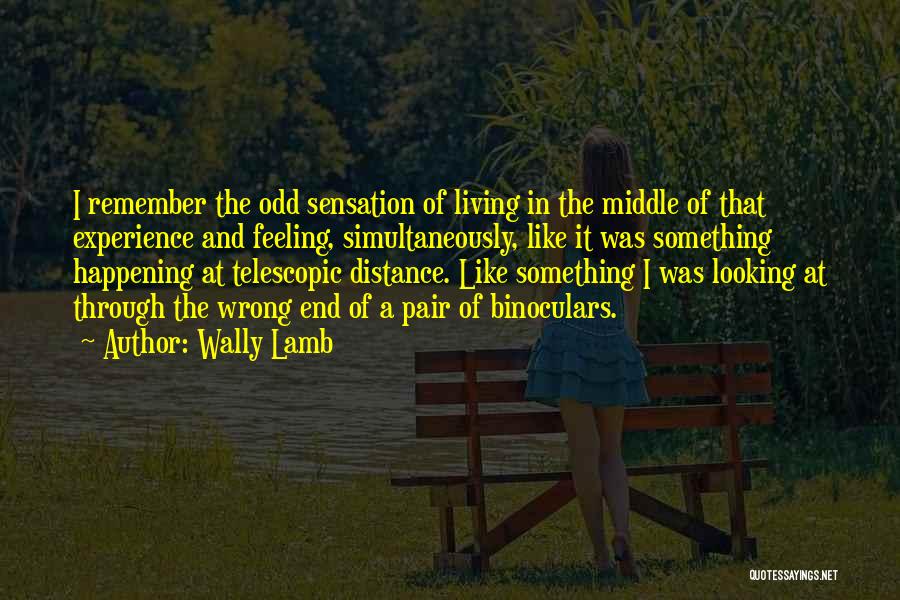 Wally Lamb Quotes: I Remember The Odd Sensation Of Living In The Middle Of That Experience And Feeling, Simultaneously, Like It Was Something