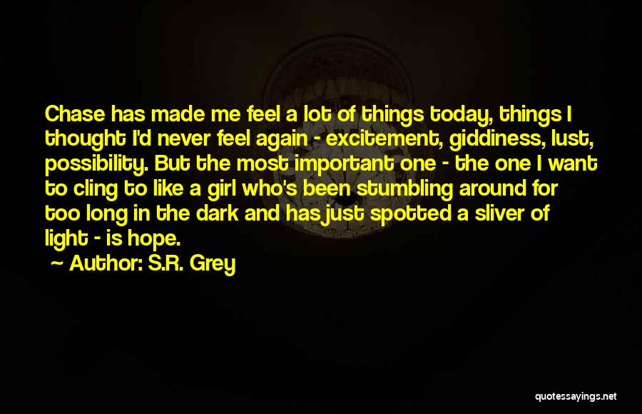 S.R. Grey Quotes: Chase Has Made Me Feel A Lot Of Things Today, Things I Thought I'd Never Feel Again - Excitement, Giddiness,