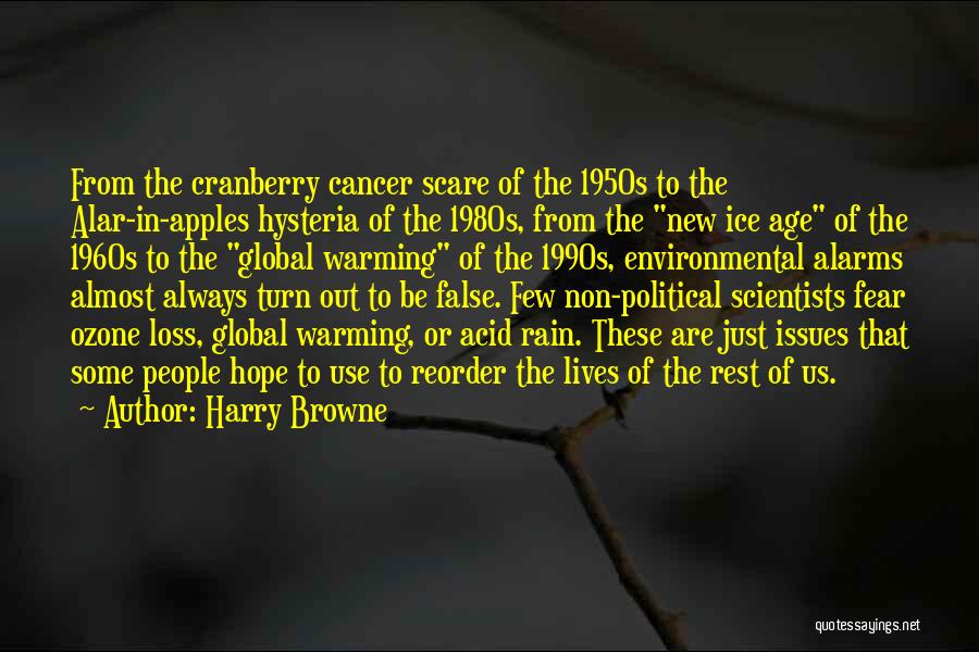 Harry Browne Quotes: From The Cranberry Cancer Scare Of The 1950s To The Alar-in-apples Hysteria Of The 1980s, From The New Ice Age