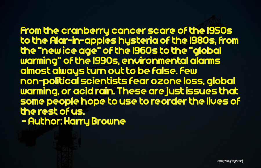 Harry Browne Quotes: From The Cranberry Cancer Scare Of The 1950s To The Alar-in-apples Hysteria Of The 1980s, From The New Ice Age