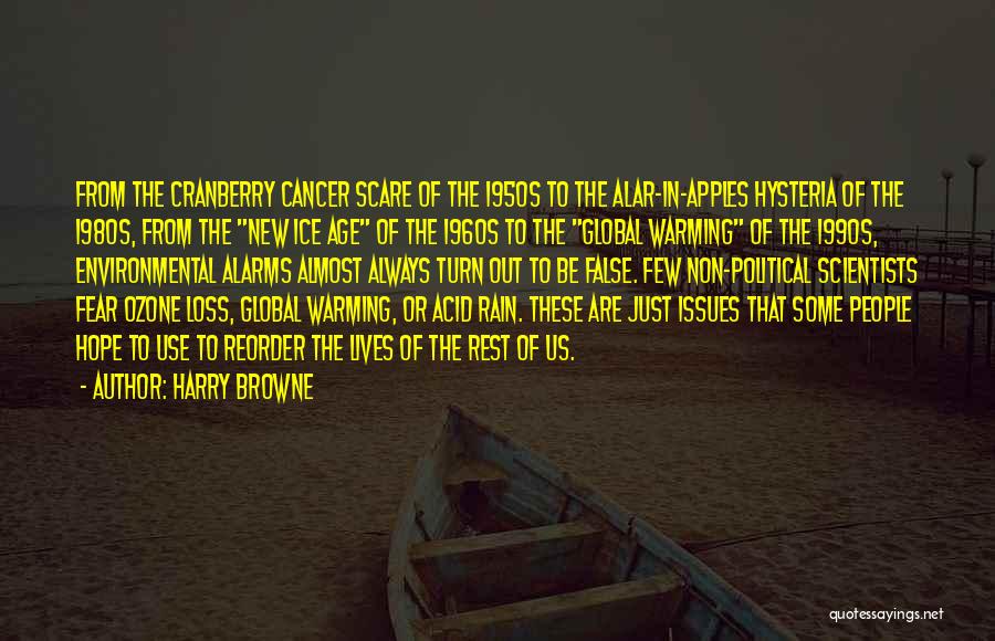 Harry Browne Quotes: From The Cranberry Cancer Scare Of The 1950s To The Alar-in-apples Hysteria Of The 1980s, From The New Ice Age