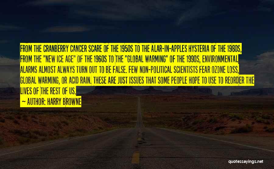 Harry Browne Quotes: From The Cranberry Cancer Scare Of The 1950s To The Alar-in-apples Hysteria Of The 1980s, From The New Ice Age