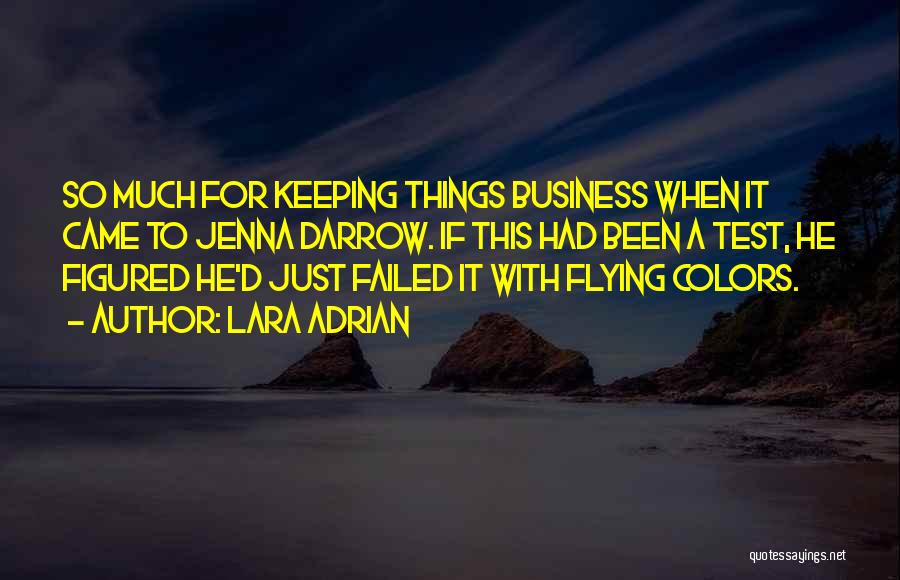 Lara Adrian Quotes: So Much For Keeping Things Business When It Came To Jenna Darrow. If This Had Been A Test, He Figured