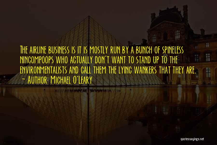 Michael O'Leary Quotes: The Airline Business Is It Is Mostly Run By A Bunch Of Spineless Nincompoops Who Actually Don't Want To Stand