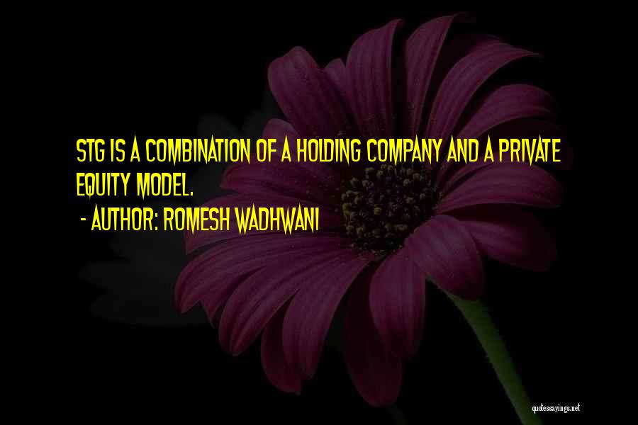 Romesh Wadhwani Quotes: Stg Is A Combination Of A Holding Company And A Private Equity Model.