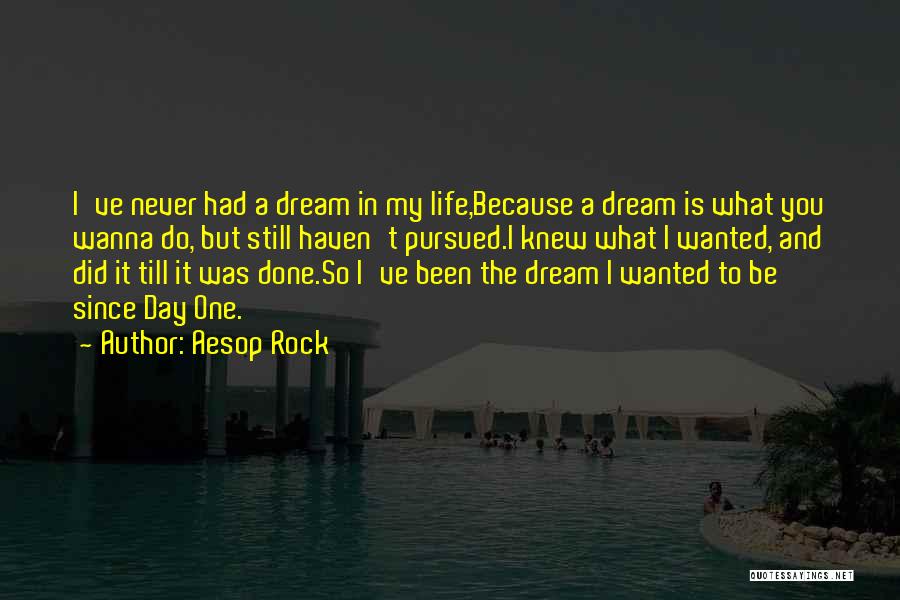 Aesop Rock Quotes: I've Never Had A Dream In My Life,because A Dream Is What You Wanna Do, But Still Haven't Pursued.i Knew