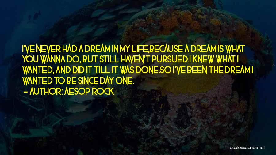 Aesop Rock Quotes: I've Never Had A Dream In My Life,because A Dream Is What You Wanna Do, But Still Haven't Pursued.i Knew