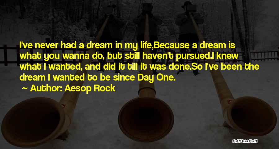 Aesop Rock Quotes: I've Never Had A Dream In My Life,because A Dream Is What You Wanna Do, But Still Haven't Pursued.i Knew