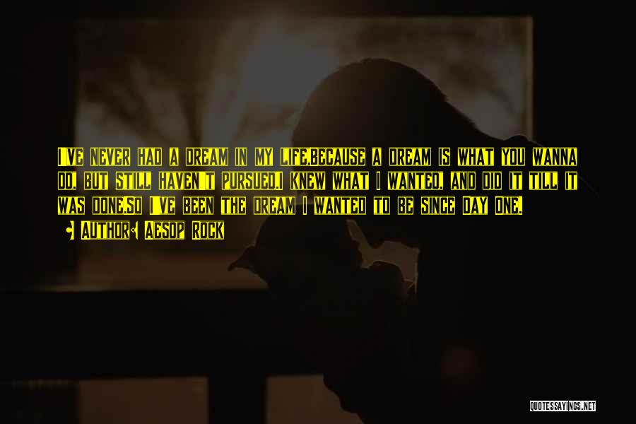 Aesop Rock Quotes: I've Never Had A Dream In My Life,because A Dream Is What You Wanna Do, But Still Haven't Pursued.i Knew