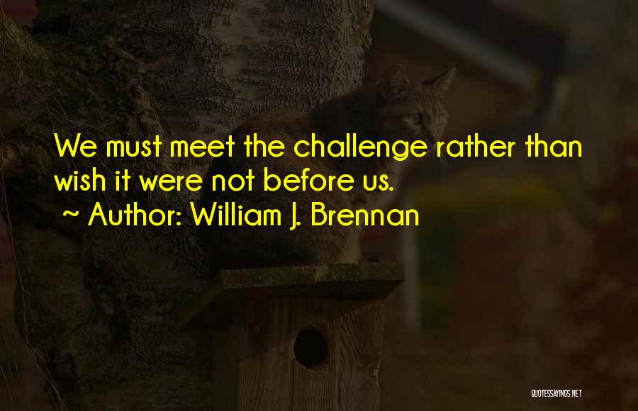 William J. Brennan Quotes: We Must Meet The Challenge Rather Than Wish It Were Not Before Us.