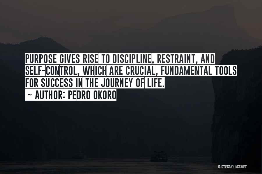 Pedro Okoro Quotes: Purpose Gives Rise To Discipline, Restraint, And Self-control, Which Are Crucial, Fundamental Tools For Success In The Journey Of Life.