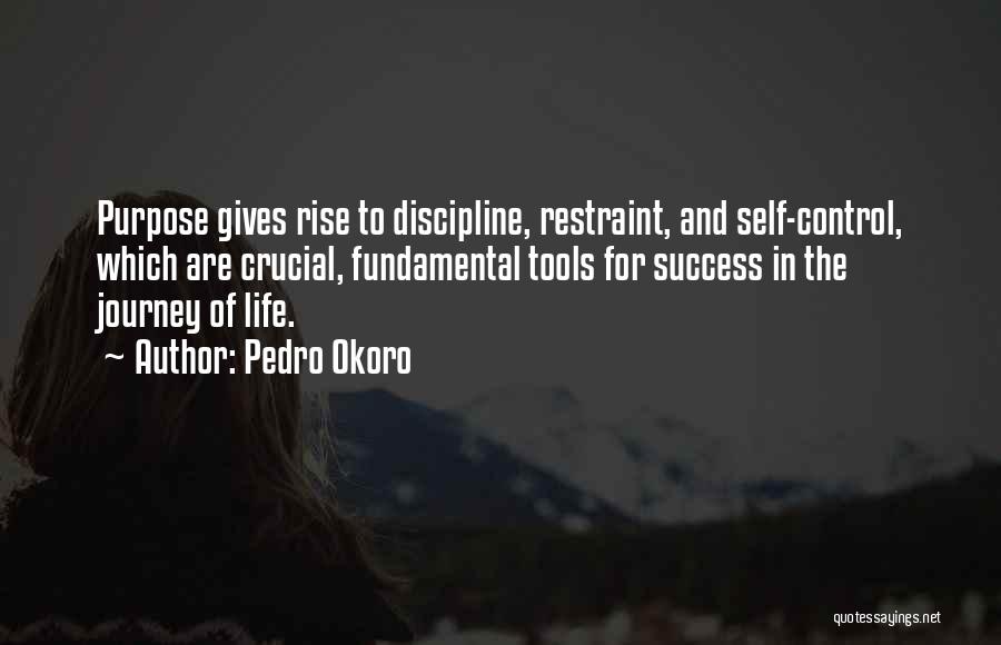 Pedro Okoro Quotes: Purpose Gives Rise To Discipline, Restraint, And Self-control, Which Are Crucial, Fundamental Tools For Success In The Journey Of Life.