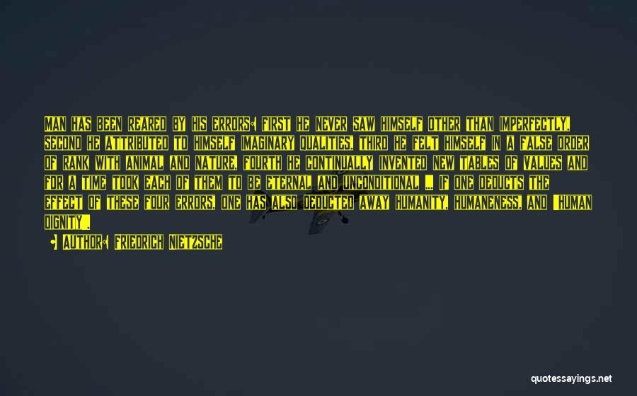 Friedrich Nietzsche Quotes: Man Has Been Reared By His Errors: First He Never Saw Himself Other Than Imperfectly, Second He Attributed To Himself