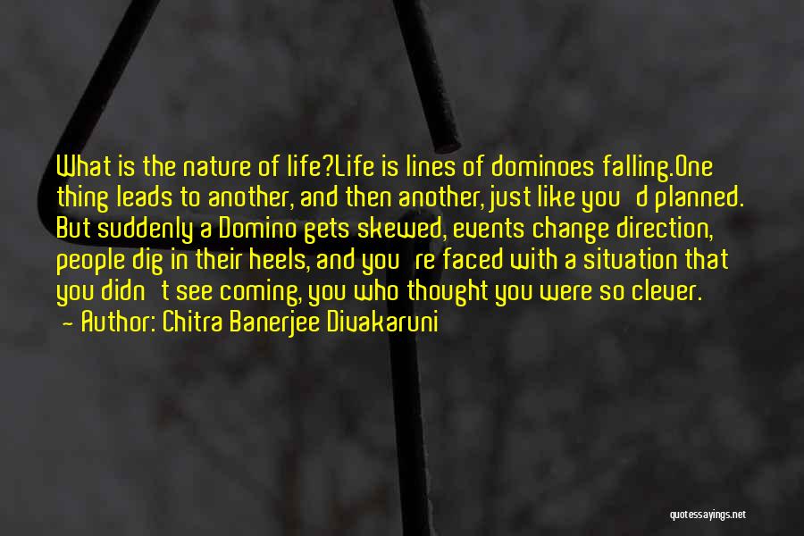 Chitra Banerjee Divakaruni Quotes: What Is The Nature Of Life?life Is Lines Of Dominoes Falling.one Thing Leads To Another, And Then Another, Just Like