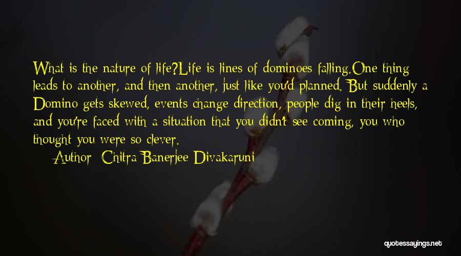 Chitra Banerjee Divakaruni Quotes: What Is The Nature Of Life?life Is Lines Of Dominoes Falling.one Thing Leads To Another, And Then Another, Just Like