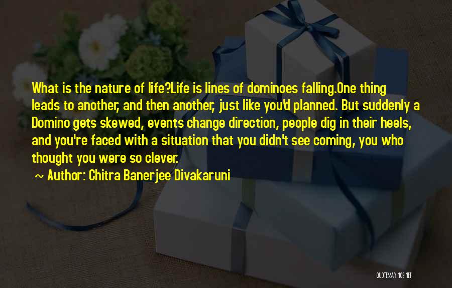 Chitra Banerjee Divakaruni Quotes: What Is The Nature Of Life?life Is Lines Of Dominoes Falling.one Thing Leads To Another, And Then Another, Just Like