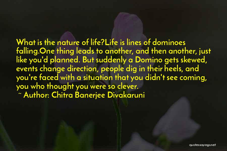 Chitra Banerjee Divakaruni Quotes: What Is The Nature Of Life?life Is Lines Of Dominoes Falling.one Thing Leads To Another, And Then Another, Just Like