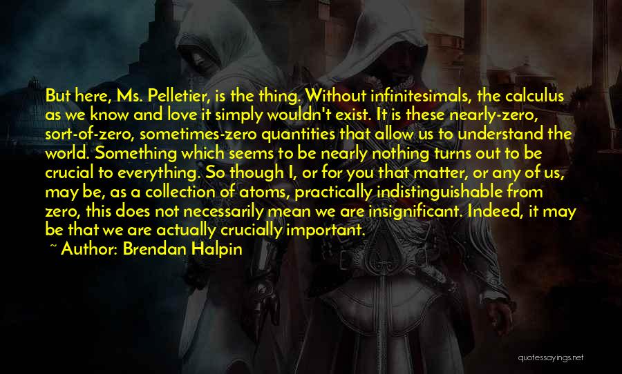 Brendan Halpin Quotes: But Here, Ms. Pelletier, Is The Thing. Without Infinitesimals, The Calculus As We Know And Love It Simply Wouldn't Exist.