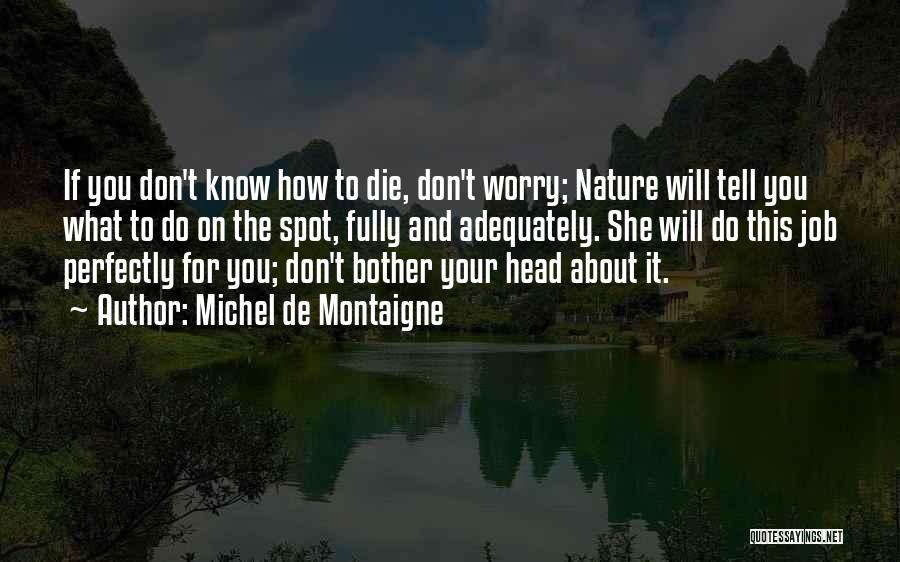 Michel De Montaigne Quotes: If You Don't Know How To Die, Don't Worry; Nature Will Tell You What To Do On The Spot, Fully