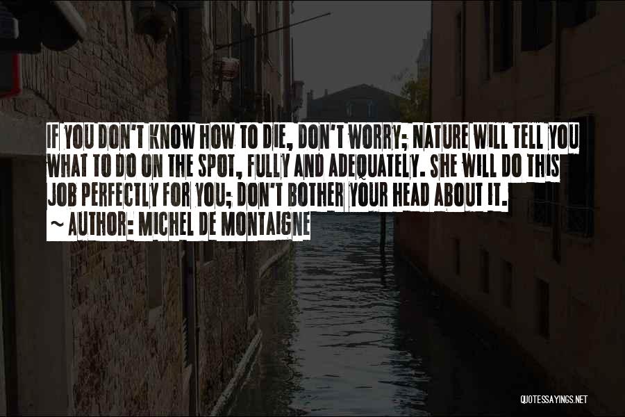 Michel De Montaigne Quotes: If You Don't Know How To Die, Don't Worry; Nature Will Tell You What To Do On The Spot, Fully