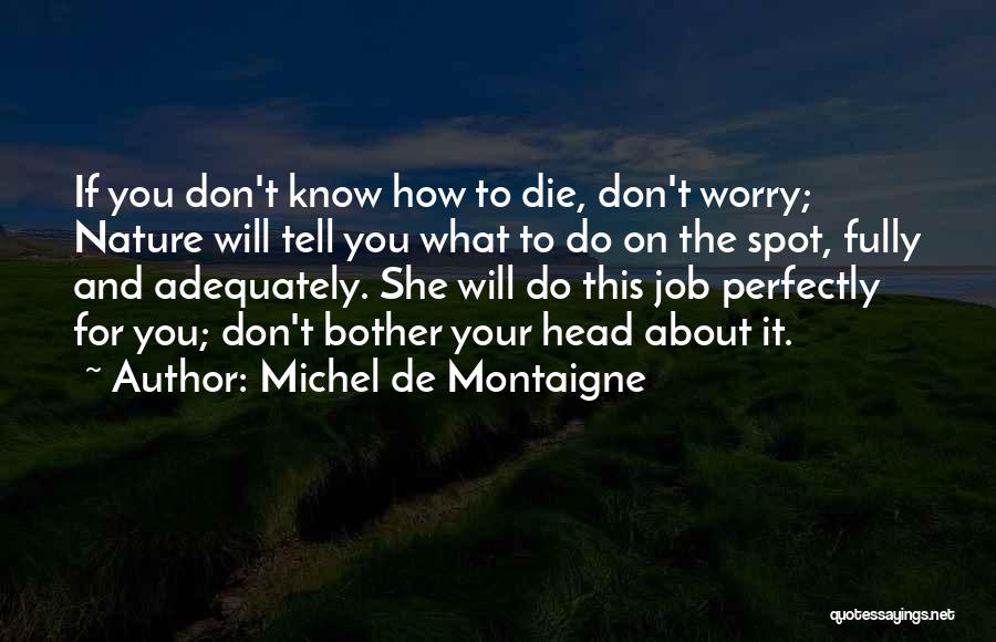 Michel De Montaigne Quotes: If You Don't Know How To Die, Don't Worry; Nature Will Tell You What To Do On The Spot, Fully