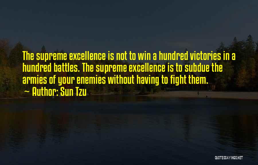Sun Tzu Quotes: The Supreme Excellence Is Not To Win A Hundred Victories In A Hundred Battles. The Supreme Excellence Is To Subdue