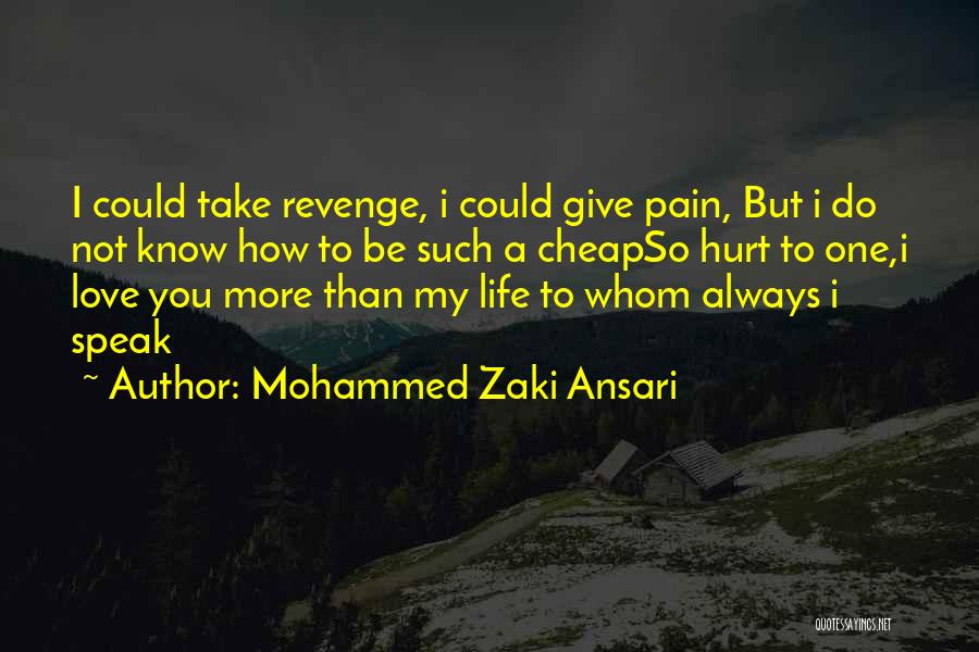 Mohammed Zaki Ansari Quotes: I Could Take Revenge, I Could Give Pain, But I Do Not Know How To Be Such A Cheapso Hurt