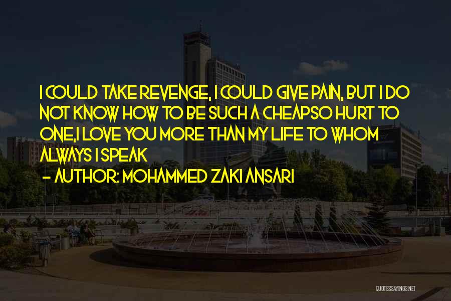 Mohammed Zaki Ansari Quotes: I Could Take Revenge, I Could Give Pain, But I Do Not Know How To Be Such A Cheapso Hurt