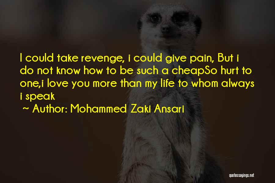 Mohammed Zaki Ansari Quotes: I Could Take Revenge, I Could Give Pain, But I Do Not Know How To Be Such A Cheapso Hurt
