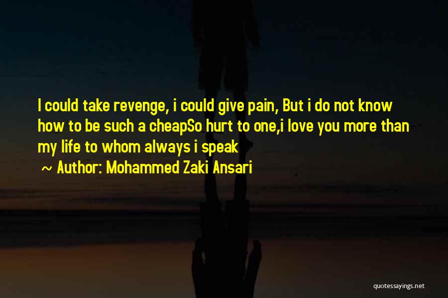 Mohammed Zaki Ansari Quotes: I Could Take Revenge, I Could Give Pain, But I Do Not Know How To Be Such A Cheapso Hurt