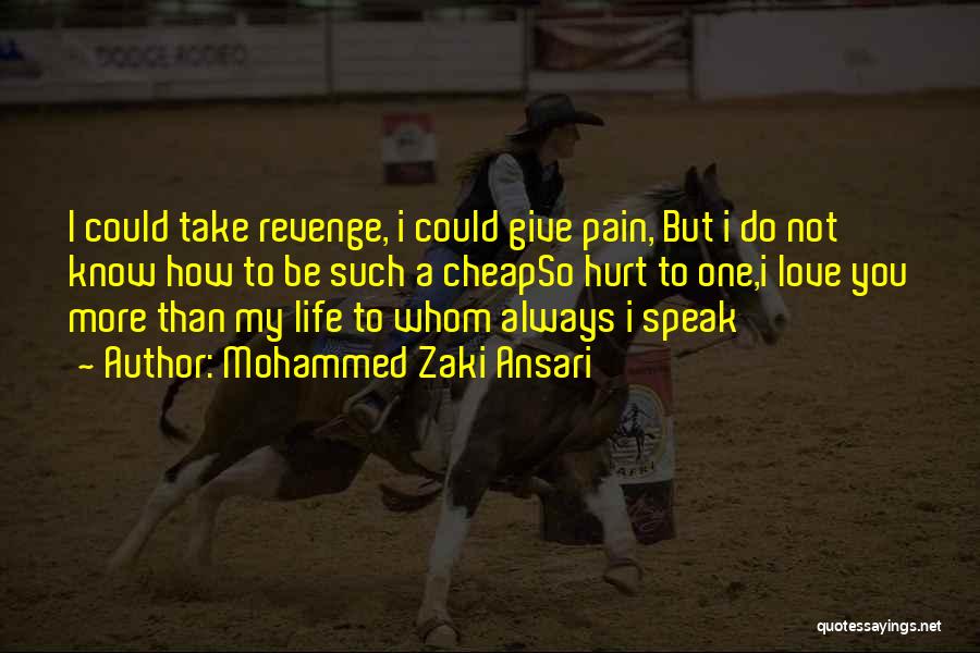 Mohammed Zaki Ansari Quotes: I Could Take Revenge, I Could Give Pain, But I Do Not Know How To Be Such A Cheapso Hurt