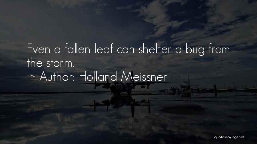 Holland Meissner Quotes: Even A Fallen Leaf Can Shelter A Bug From The Storm.