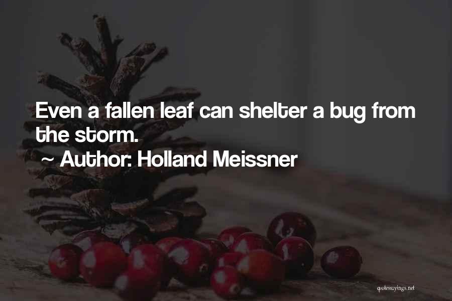 Holland Meissner Quotes: Even A Fallen Leaf Can Shelter A Bug From The Storm.