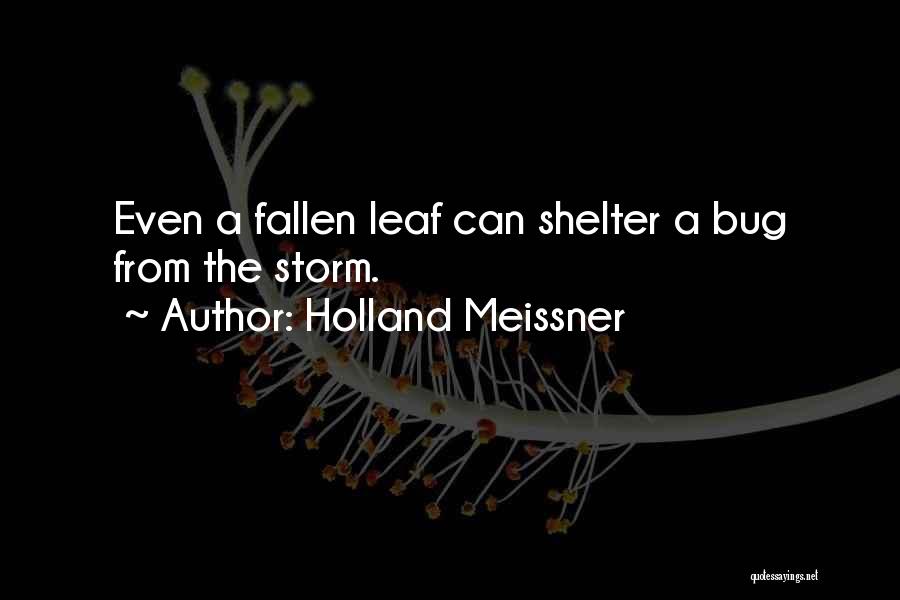 Holland Meissner Quotes: Even A Fallen Leaf Can Shelter A Bug From The Storm.