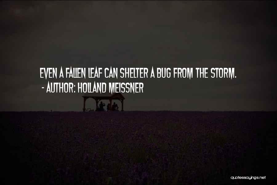 Holland Meissner Quotes: Even A Fallen Leaf Can Shelter A Bug From The Storm.