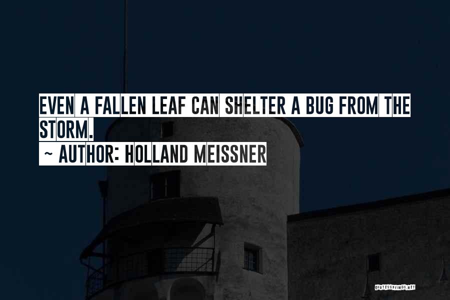 Holland Meissner Quotes: Even A Fallen Leaf Can Shelter A Bug From The Storm.