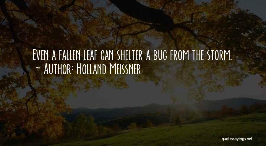 Holland Meissner Quotes: Even A Fallen Leaf Can Shelter A Bug From The Storm.