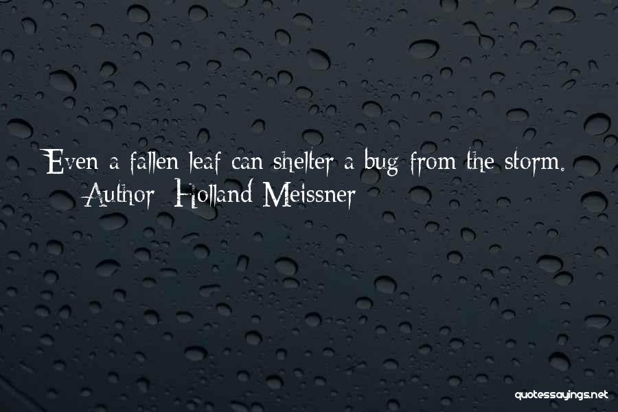 Holland Meissner Quotes: Even A Fallen Leaf Can Shelter A Bug From The Storm.