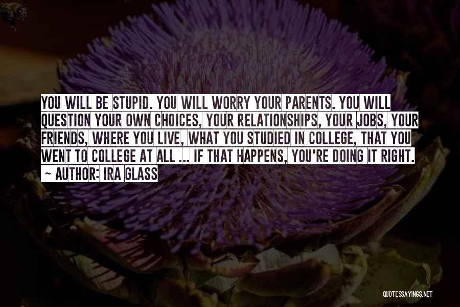 Ira Glass Quotes: You Will Be Stupid. You Will Worry Your Parents. You Will Question Your Own Choices, Your Relationships, Your Jobs, Your