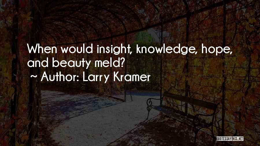 Larry Kramer Quotes: When Would Insight, Knowledge, Hope, And Beauty Meld?