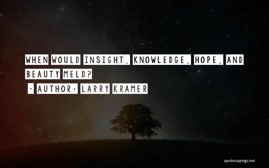 Larry Kramer Quotes: When Would Insight, Knowledge, Hope, And Beauty Meld?