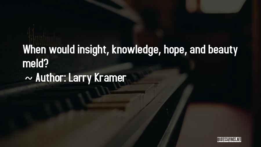 Larry Kramer Quotes: When Would Insight, Knowledge, Hope, And Beauty Meld?